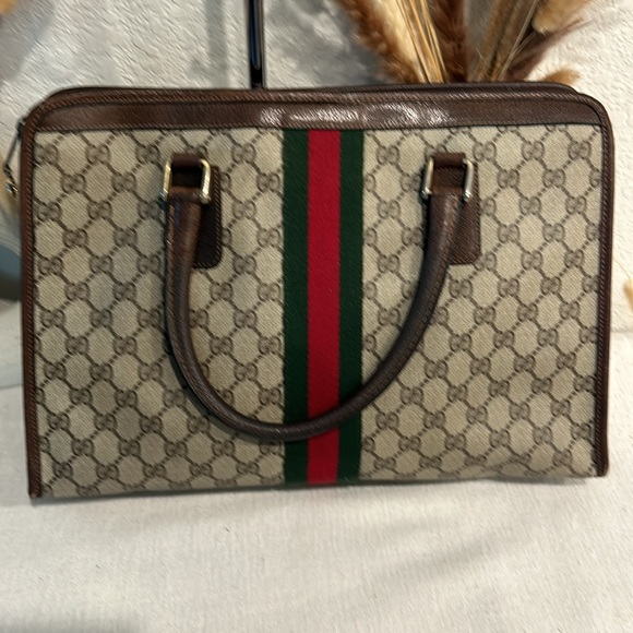 Authentic Gucci gg-canvas-web-sherry-line-hand-bag-beige-red-green unisex - Picture 4 of 17